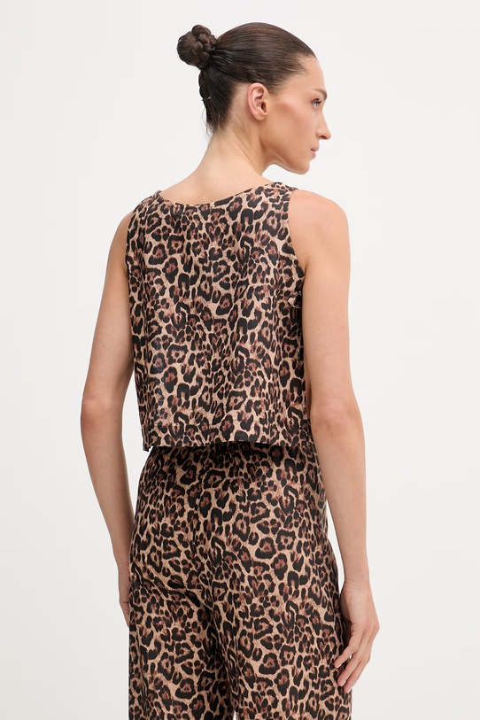 Odzież Paramidonna top damski lniany SS26LTLEO.1 brązowy