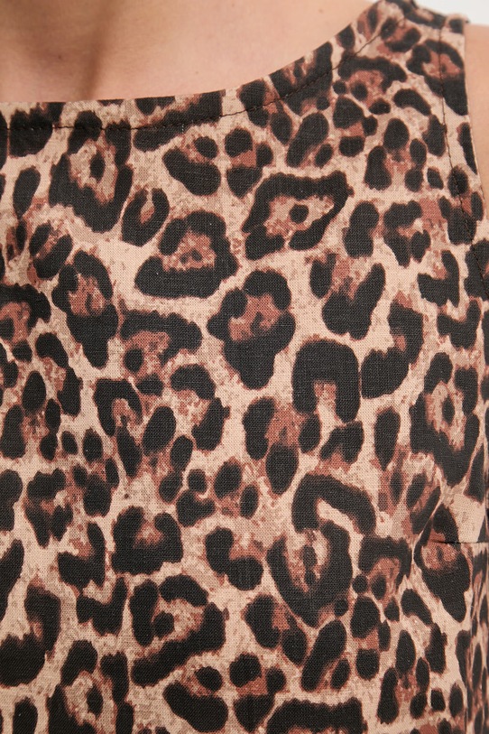 Paramidonna top damski lniany SS26LTLEO.1 brązowy