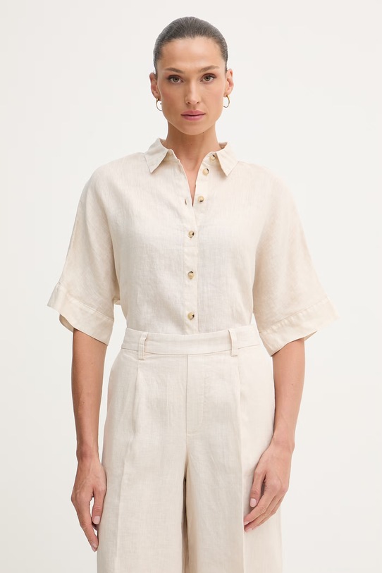 OUI koszula damska lniana beżowy 97229