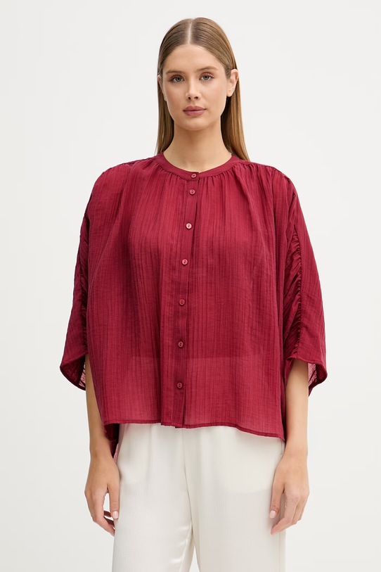 Sisley košile dámská s lyocellem burgundské 5RBKLQ0B7