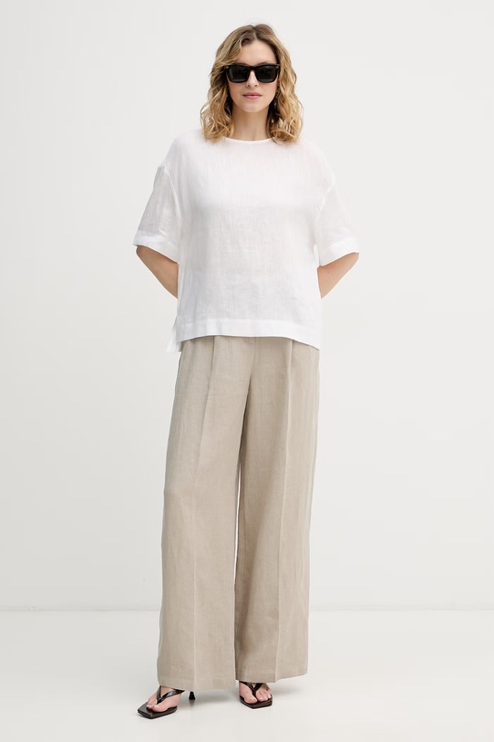 Sisley μπλούζα γυναικεία λινή 51G1LQ0AT λευκό SS26