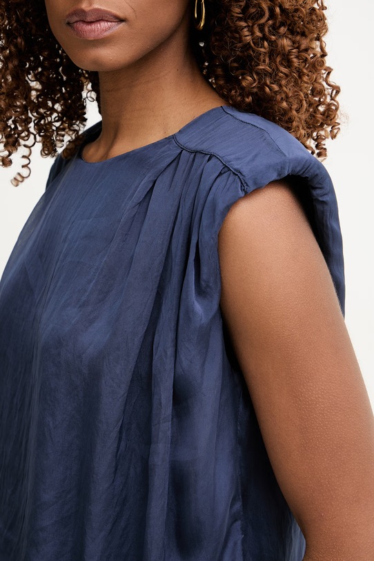 Haveone top damski z dodatkiem jedwabiu granatowy RFF.Q010