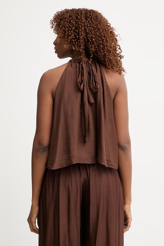 Odzież Haveone top damski z dodatkiem jedwabiu RFF.Q009 brązowy