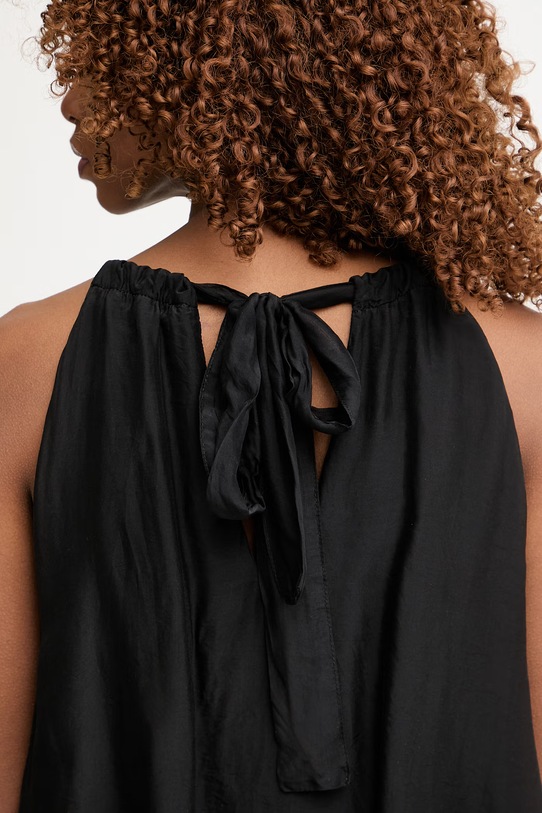 Haveone top damski z dodatkiem jedwabiu czarny RFF.Q009