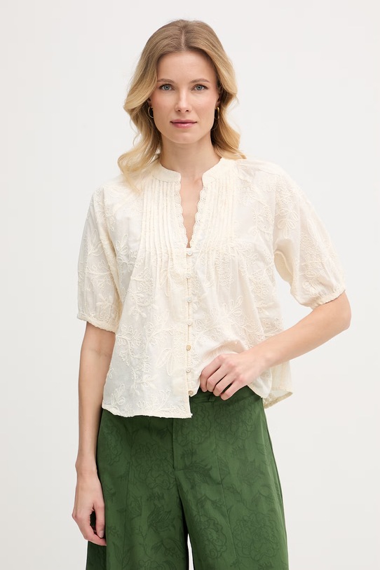 Hoss Intropia πουκαμίσα Γυναικεία βαμβακερή μπεζ 5873390