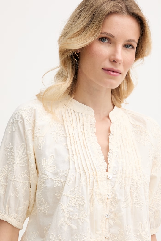 Hoss Intropia πουκαμίσα Γυναικεία βαμβακερή μπεζ 5873390