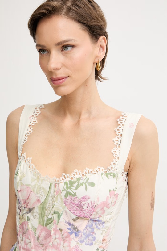 Charo Ruiz Ibiza top dámský s bavlnou Floret béžová 266101.