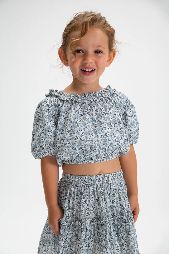 Детская хлопковая блузка Mayoral 3026.6E.Mini.PPY2 голубой