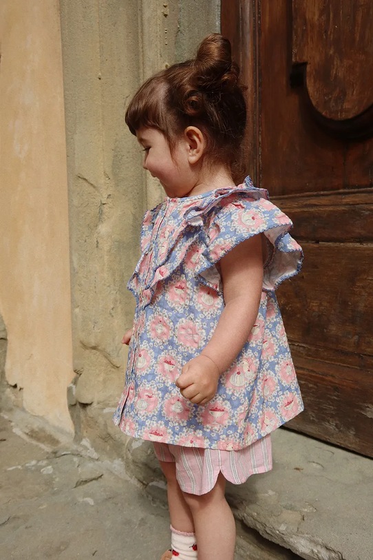 Παιδική βαμβακερή μπλούζα Konges Sløjd KIM FRILL SS SHIRT GOTS εμπριμέ πολύχρωμο KS104906.PPY2