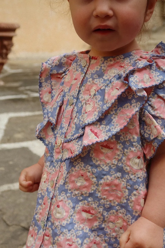 Παιδική βαμβακερή μπλούζα Konges Sløjd KIM FRILL SS SHIRT GOTS KS104906.PPY2 πολύχρωμο