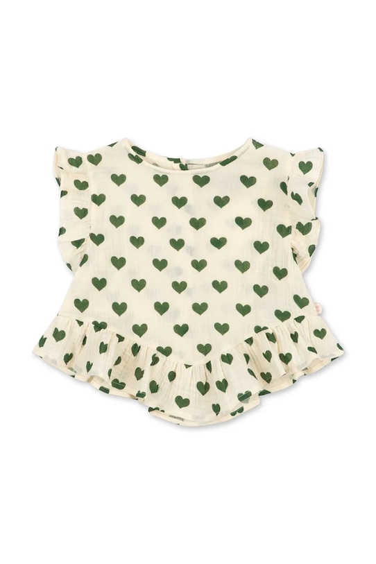 Konges Sløjd bluza z volančki otroška bombažna COCO TOP GOTS bež KS105327.PPY2