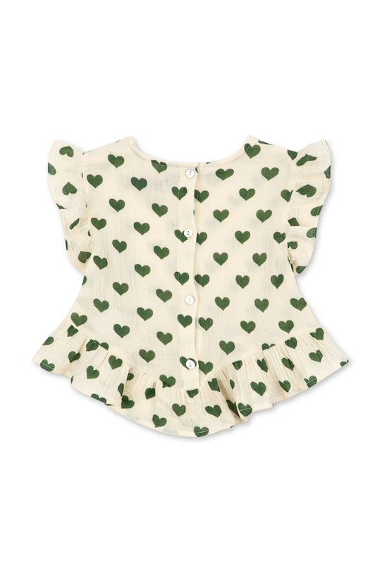 Konges Sløjd bluza z volančki otroška bombažna COCO TOP GOTS KS105327.PPY2 bež SS26