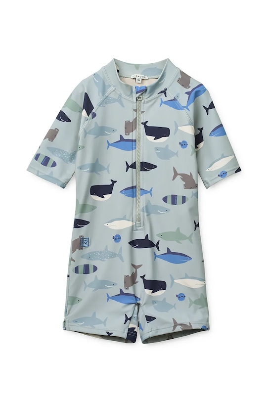 Liewood strój kąpielowy jednoczęściowy dziecięcy Max Printed Shortsleeve Swim Jumpsuit niebieski LW17602.PPY2