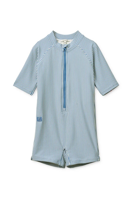 Liewood kombinezon plażowy dziecięcy Max Seersucker Shortsleeve Swim Jumpsuit niebieski LW17603.PPY2