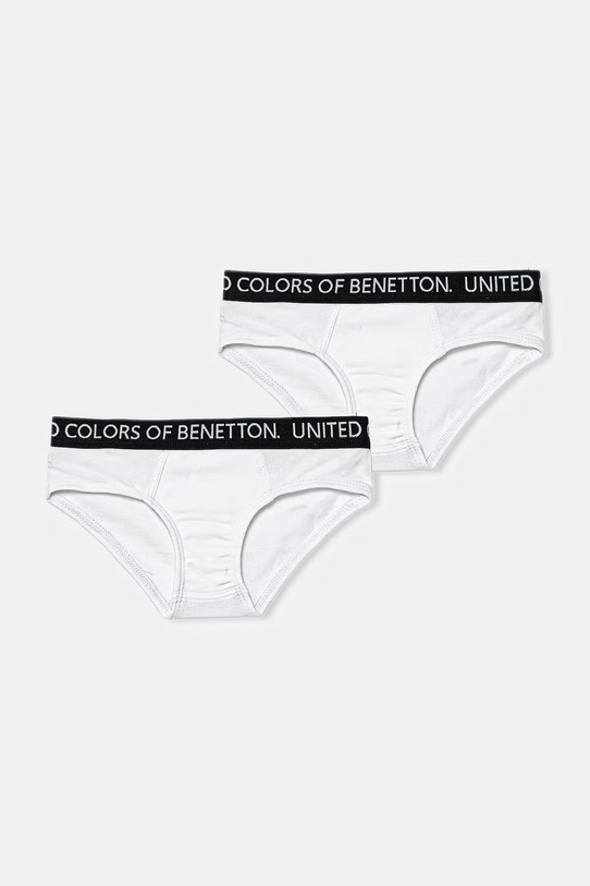 United Colors of Benetton slipy dziecięce bawełniane z elastanem 2-pack biały 3OP80S484.G.Riproposto