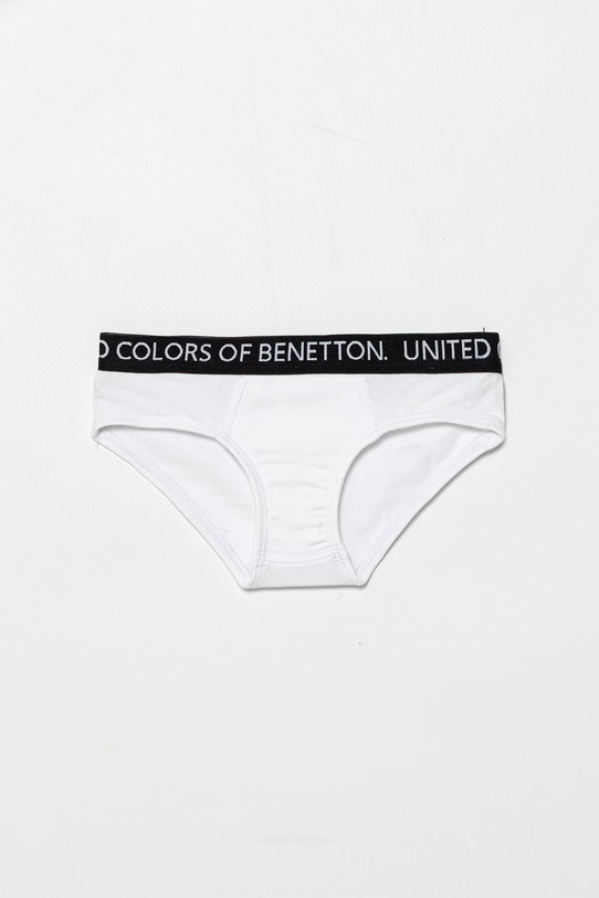 United Colors of Benetton slipy dziecięce bawełniane z elastanem 2-pack 3OP80S484.G.Riproposto biały SS26