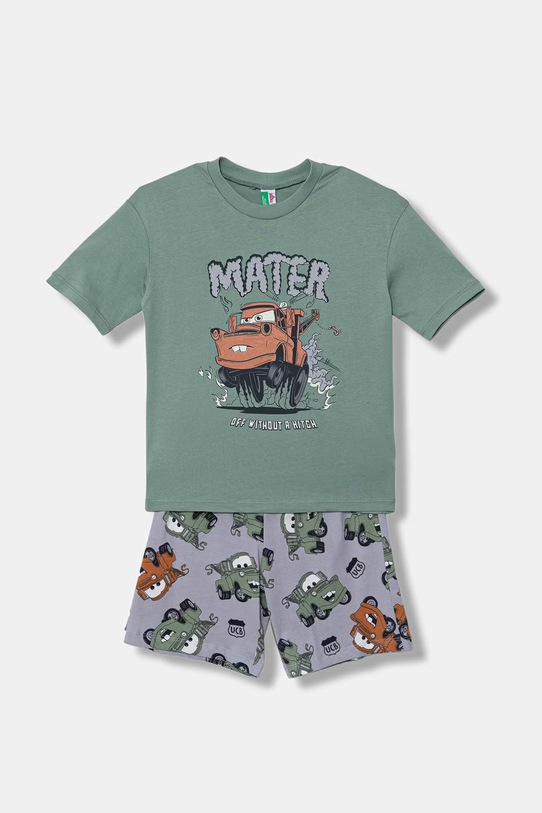 United Colors of Benetton piżama dwuczęściowa dziecięca bawełniana zielony 30960P09V.G.Stagionale