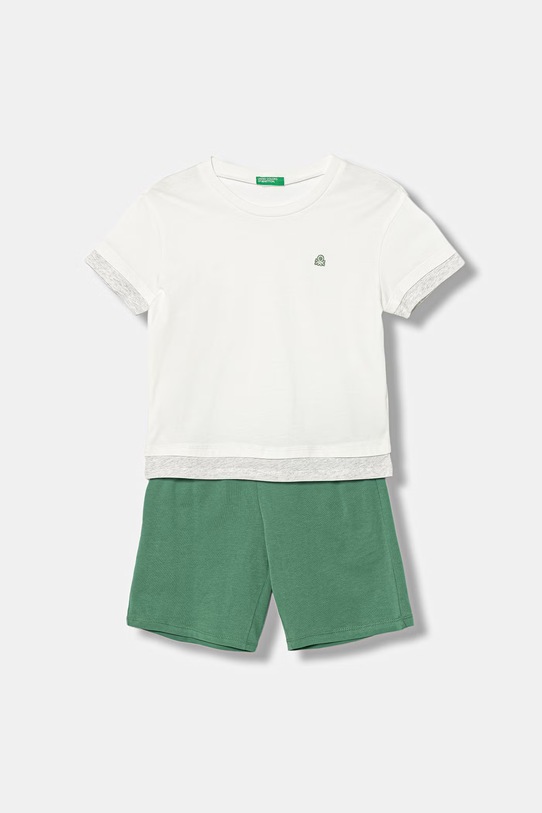 United Colors of Benetton piżama dwuczęściowa dziecięca bawełniana biały 30960P09Y.G.Stagionale