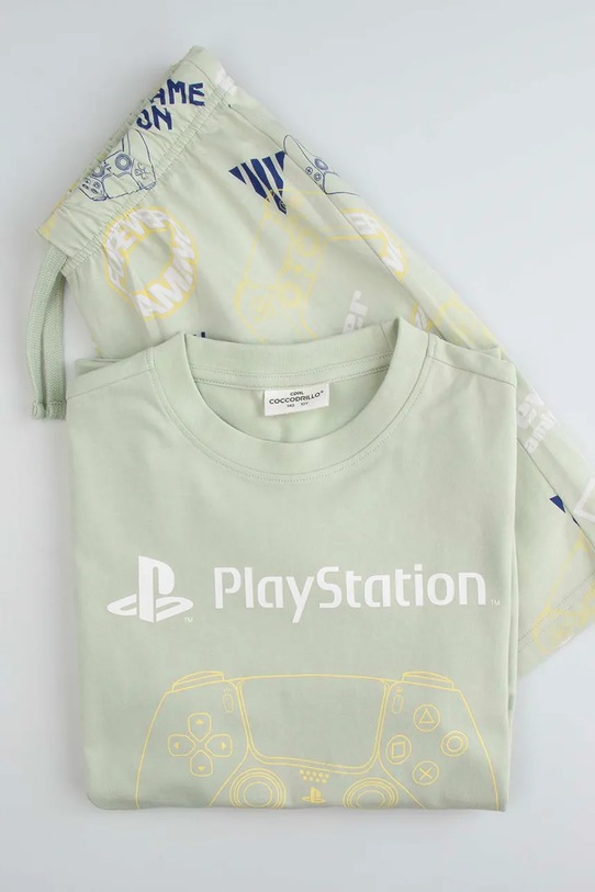 Coccodrillo pijama pentru copii din bumbac WC6448204LBD verde