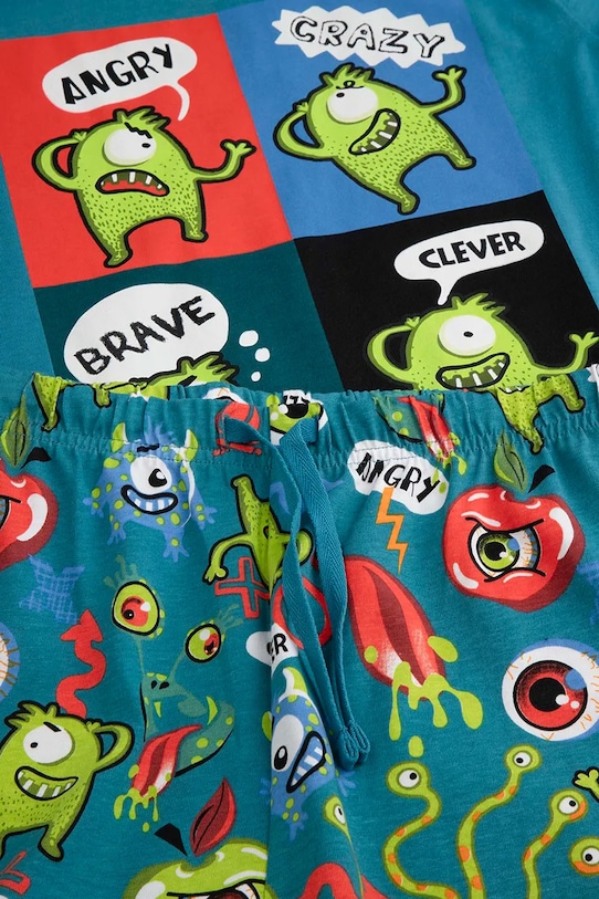 Coccodrillo piżama dziecięca bawełniana turkusowy WC6448212PJS