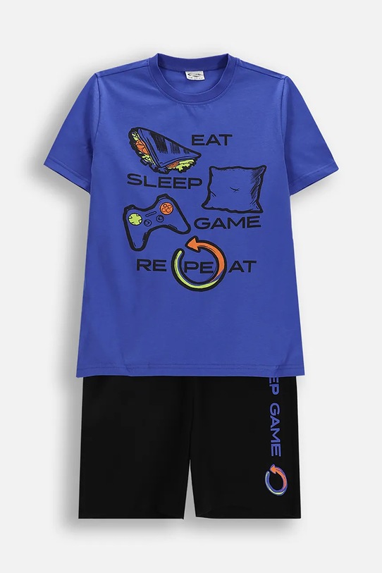 Coccodrillo piżama dziecięca bawełniana niebieski WC6448214PJS