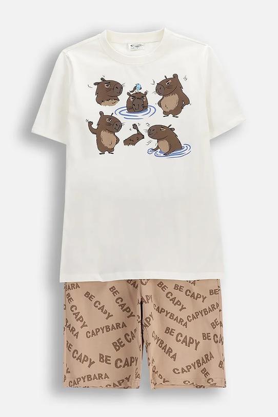 Coccodrillo piżama dziecięca bawełniana beżowy WC6448218PJS