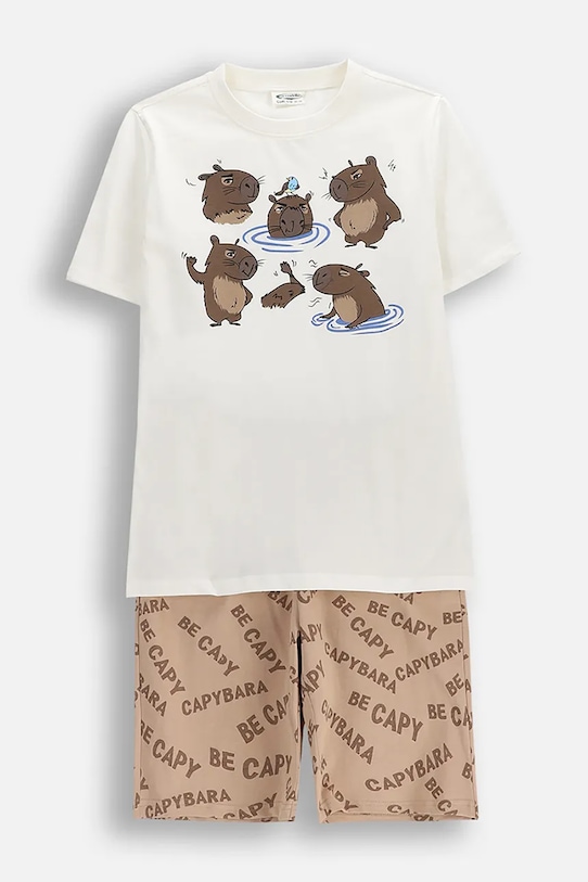 Coccodrillo piżama dziecięca bawełniana beżowy WC6448218PJS