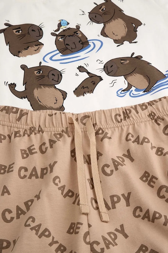 Coccodrillo piżama dziecięca bawełniana beżowy WC6448218PJS