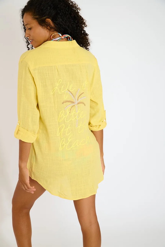 Banana Moon koszula plażowa bawełniana Zelena GAREL.ZELENA żółty SS26