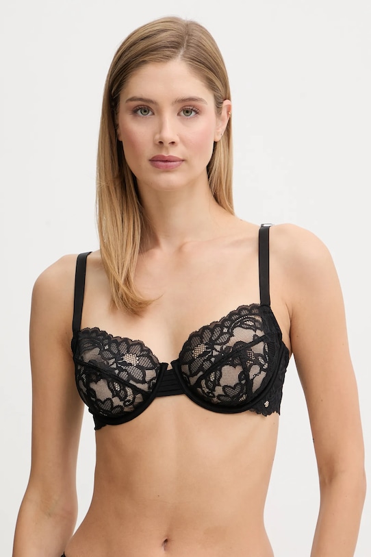 BOSS biustonosz UNDERWIRE BLOSSOM koronka czarny 50561050
