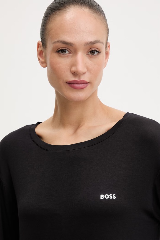 Îmbrăcăminte BOSS cămașă de noapte pentru femei, din vâscoză Element Nightie LS 50557066 negru