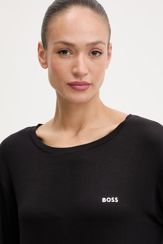 Îmbrăcăminte BOSS cămașă de noapte pentru femei, din vâscoză Element Nightie LS 50557066 negru