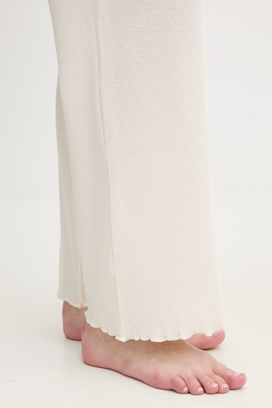 Долнище на пижама BOSS Cosy Waffle Pants бежов 50557176