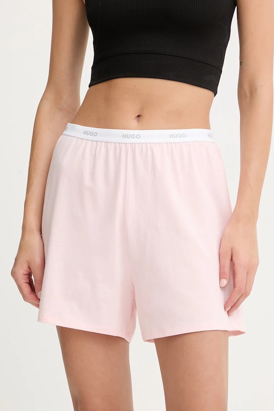 Σορτς πιτζάμας HUGO HUGO ID SHORTS πλεκτό ύφασμα ροζ 50555600