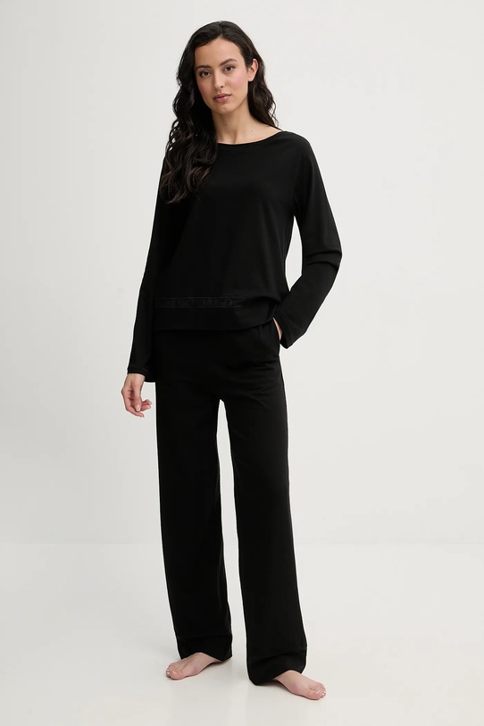 HUGO piżama MESH LOGO LONG SET dzianina czarny 50556636