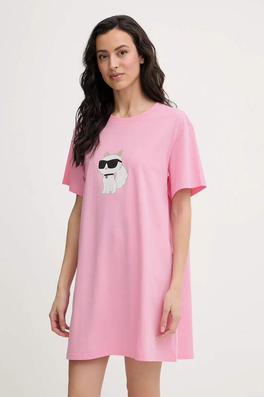 Νυχτικό Karl Lagerfeld IKON στάμπα ροζ B1W45003