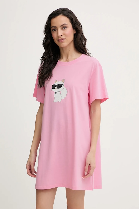 Karl Lagerfeld koszulka nocna IKON nadruk różowy B1W45003