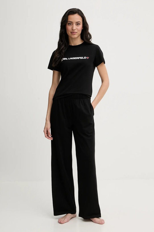 Βαμβακερές πιτζάμες Karl Lagerfeld IKON στάμπα μαύρο B1W45004