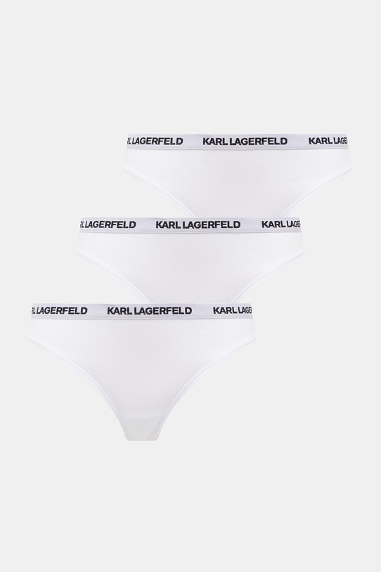 Karl Lagerfeld Stringi damskie z bawełną 3-pack biały B1W47031