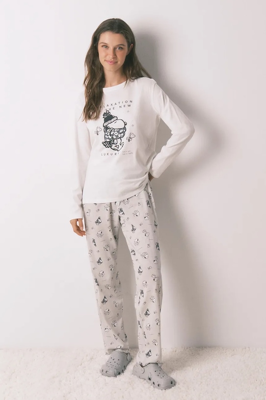 women'secret piżama SNOOPY nadruk beżowy 3132161