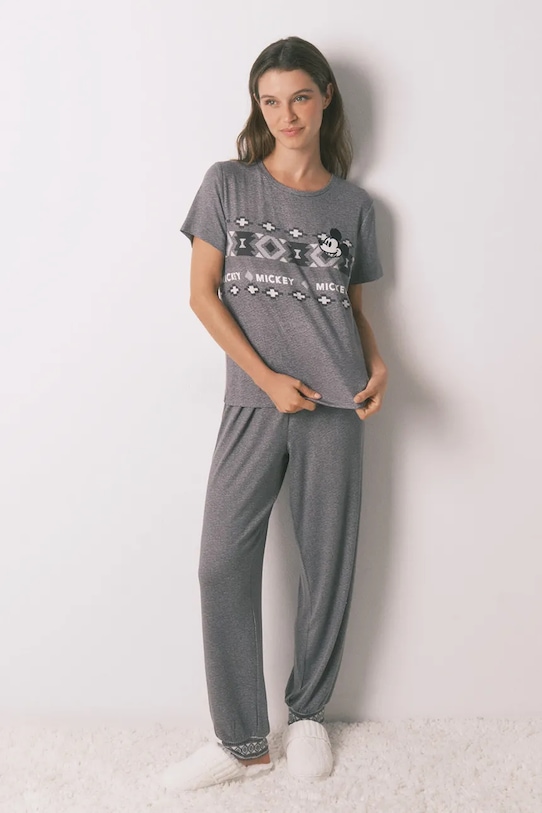 women'secret piżama MICKEY drobny wzór szary 3132168