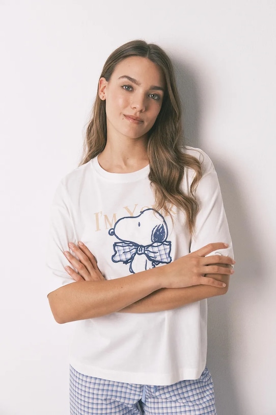 Odzież women'secret komplet piżamowy bawełniany SNOOPY 3132234 beżowy