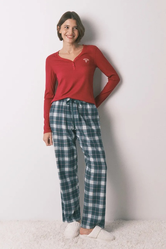 Odzież women'secret longsleeve piżamowy 3272335 czerwony