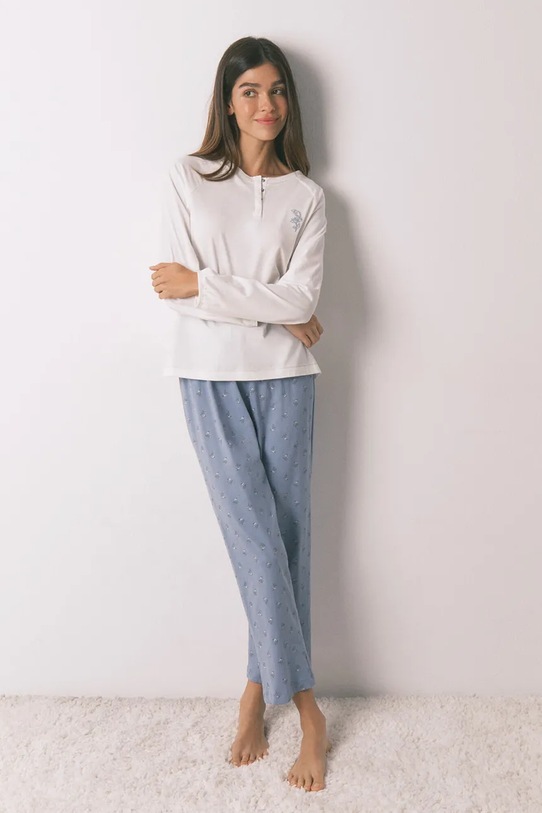 women'secret piżama bawełniana aplikacja beżowy 3592465