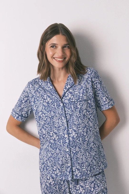 Odzież women'secret komplet piżamowy bawełniany 3592470 niebieski