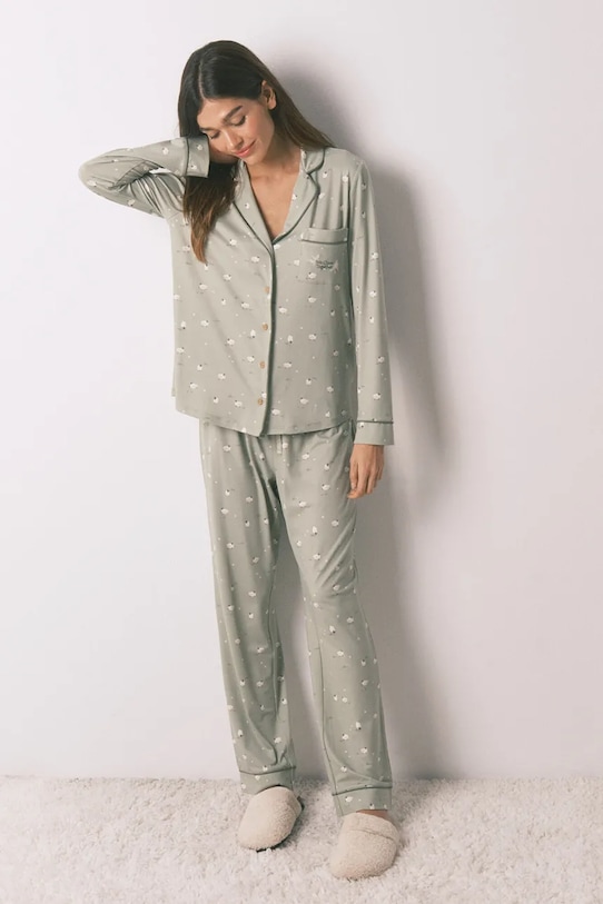 women'secret komplet piżamowy tkanina zielony 3592480