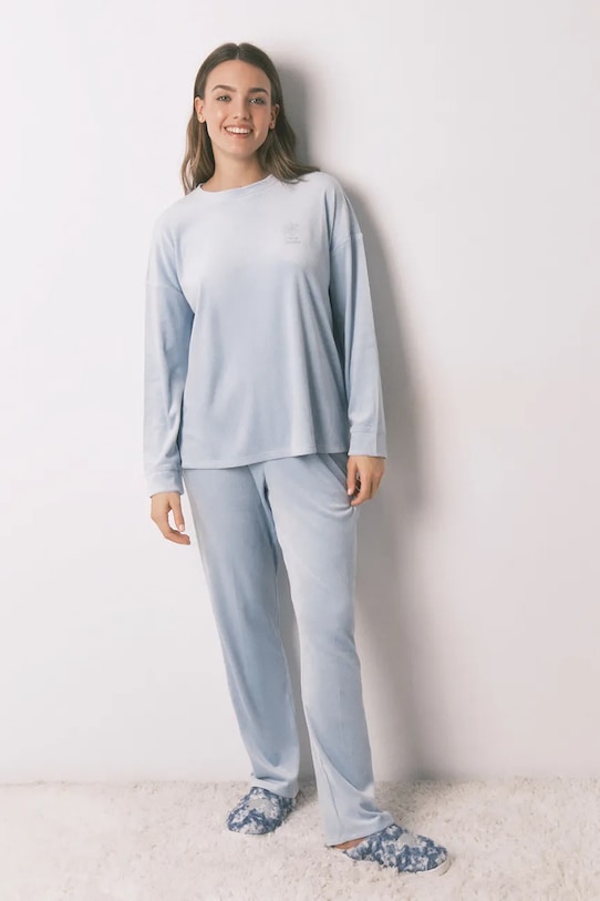 women'secret komplet piżamowy dzianina niebieski 3592488