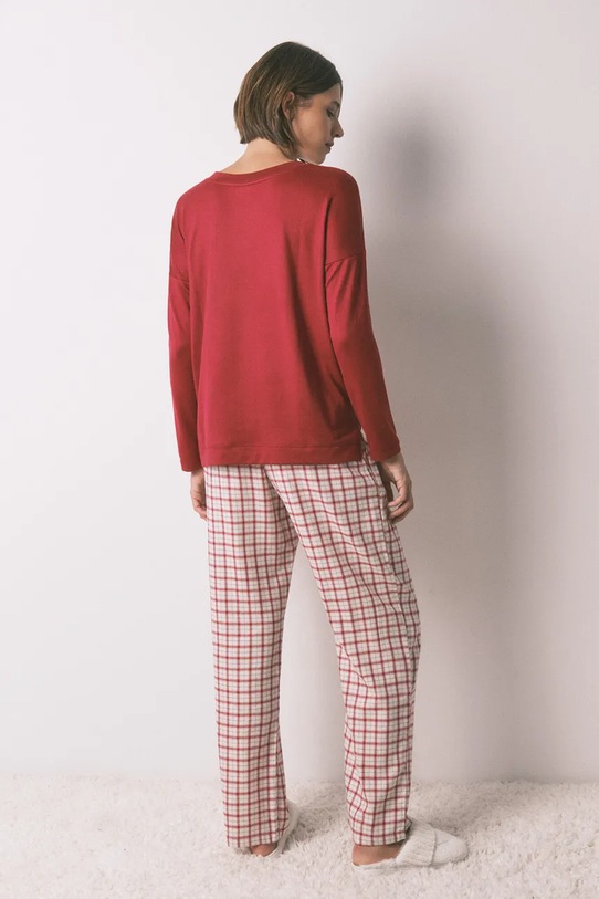 Odzież women'secret komplet piżamowy z bawełną 3702288 czerwony