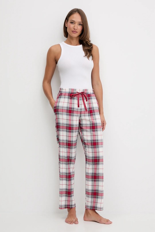 women'secret spodnie piżamowe bawełniane 3702289 czerwony SS26