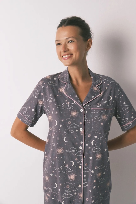 Odzież women'secret komplet piżamowy bawełniany 3792069 szary